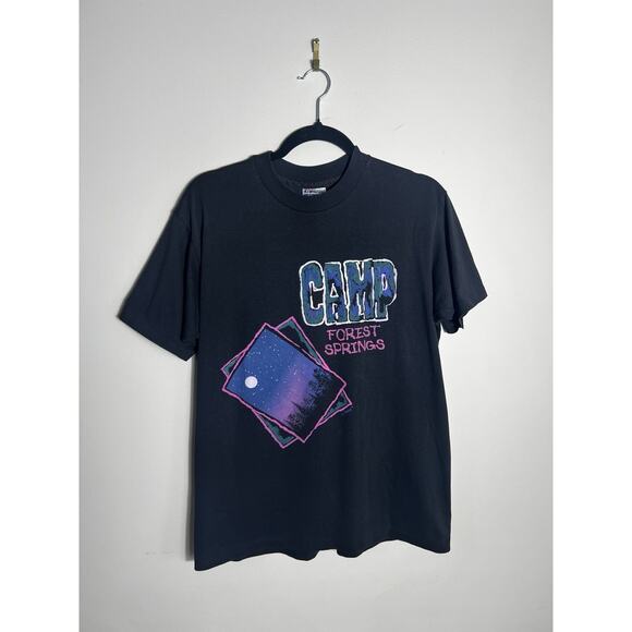 Vtg 80s/90’s Neon Graphic T-Shirt Forest Springs Large Hanes Single Stitch USA - Picture 1 of 6